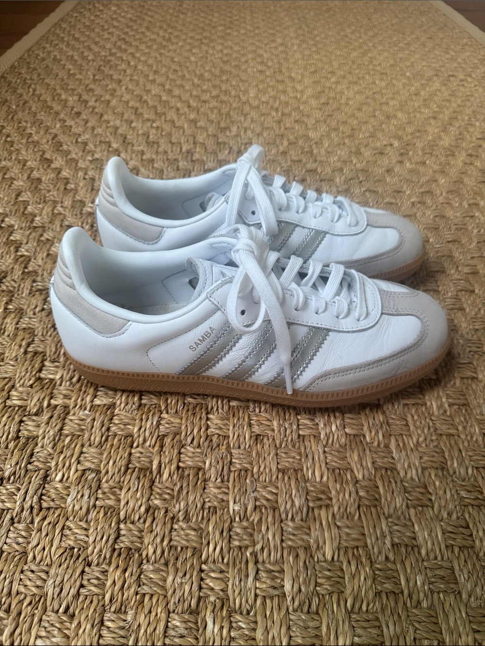 adidas White Low-Top Sneakers with silver Accent